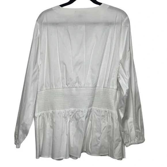 Lane Bryant Size 22 White Cotton Blouse with Corset Tie Waist NWT - Picture 6 of 8